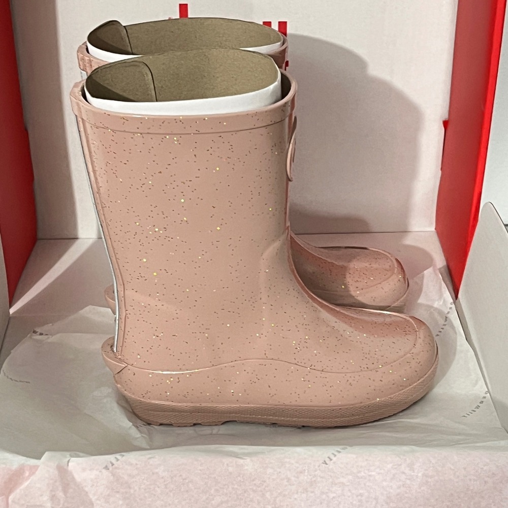 FitFlop WonderWelly Rain Boots Toddler Size 10C Rose Gold Glitter GV9-323-090